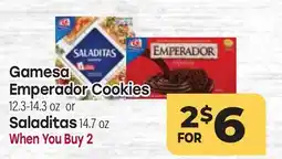 Tony’s Fresh Market Gamesa Emperador Cookies 12.3-14.3 oz or Saladitas 14.7 oz offer