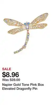 Kohl's Napier Gold Tone Pink Box Elevated Dragonfly Pin offer