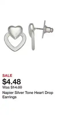 Kohl's Napier Silver Tone Heart Drop Earrings offer