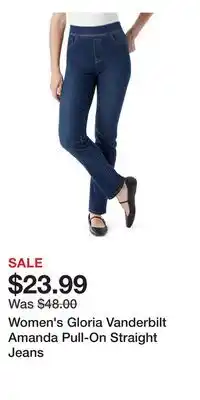 Kohl's Women's Gloria Vanderbilt Amanda Pull-On Straight Jeans offer