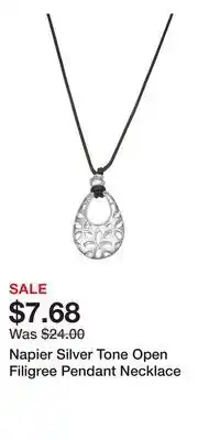 Kohl's Napier Silver Tone Open Filigree Pendant Necklace offer