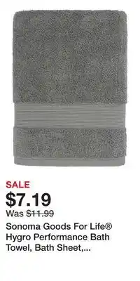 Kohl's Sonoma Goods For Life Hygro Performance Bath Towel, Bath Sheet, Hand Towel or Washcloth offer