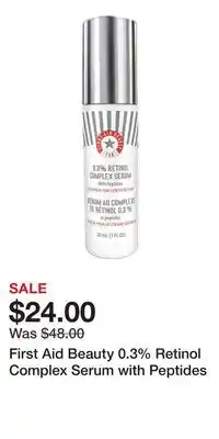 Kohl's First Aid Beauty 0.3% Retinol Complex Serum with Peptides offer