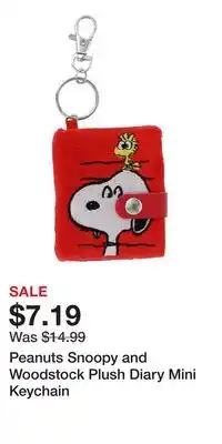 Kohl's Peanuts Snoopy and Woodstock Plush Diary Mini Keychain offer