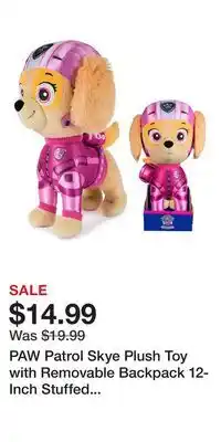 Kohl's PAW Patrol Skye Plush Toy with Removable Backpack 12-Inch Stuffed Animal offer