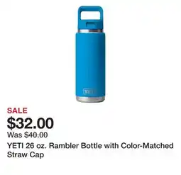 Dick's Sporting Goods YETI 26 oz. Rambler Bottle with Color-Matched Straw Cap offer