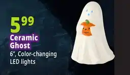 Ocean State Job Lot Ghost Holding Pumpkin LED Ceramic offer