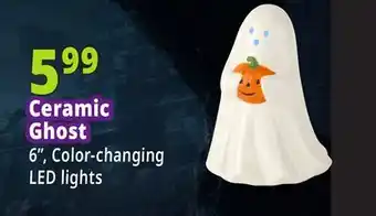 Ocean State Job Lot Ghost Holding Pumpkin LED Ceramic offer