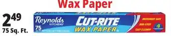 Ocean State Job Lot Reynolds Kitchens Cut-Rite Wax Paper 75 sq ft offer