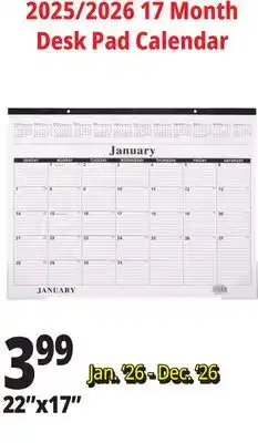 Ocean State Job Lot 2025-2026 Premiere 17 Month Desk Calendar 18 offer