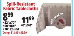 Ocean State Job Lot Spill-Resistant Fabric Tablecloths offer
