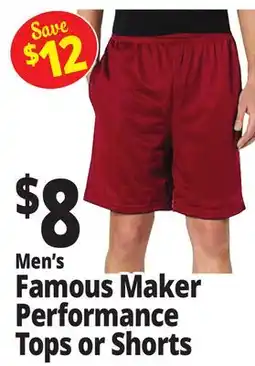 Ocean State Job Lot Men's Famous Maker Performance Tops or Shorts offer