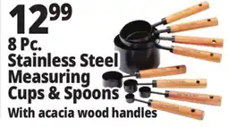 Ocean State Job Lot 8 Pc. Stainless Steel Measuring Cups & Spoons With acacia wood handles offer