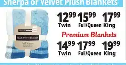 Ocean State Job Lot Sherpa or Velvet Plush Blankets offer