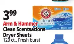 Ocean State Job Lot Arm & Hammer Clean Scentsations Purifying Waters Scented Fabric Softener Sheets 100 Count offer