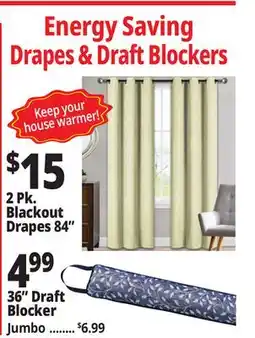 Ocean State Job Lot Energy Saving Drapes & Draft Blockers offer