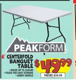 Ollie's PEAKFORM CENTERFOLD BANQUET TABLE offer