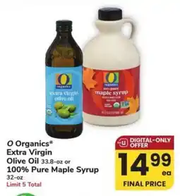 Albertsons O organics extra virgin olive oil 100% pure maple syrup offer