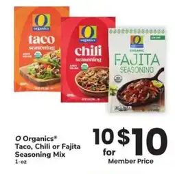 Albertsons O Organics Taco, Chili or Fajita Seasoning Mix offer