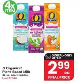 Albertsons O organics plant-based milk offer