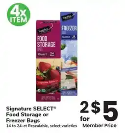 Albertsons Signature select Food Storage or Freezer Bags offer