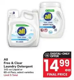 Albertsons All Free & Clear Laundry Detergent offer