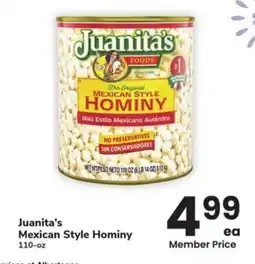 Albertsons Juanita's Mexican Style Hominy offer