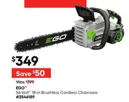 Lowe's 56-Volt✦ 18-in Brushless Cordless Chainsaw offer