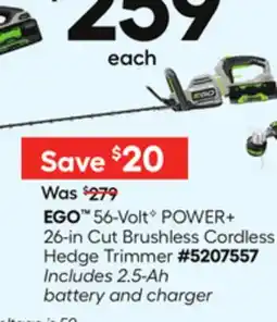 Lowe's 56-Volt✦ POWER+ 26-in Cut Brushless Cordless Hedge Trimmer offer