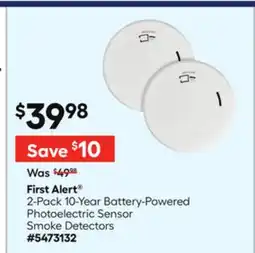 Lowe's 2-Pack 10-Year Battery-Powered Photoelectric Sensor Smoke Detectors offer