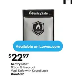 Lowe's 0.1-cu ft Fireproof Wall Safe with Keyed Lock offer