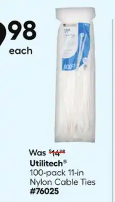 Lowe's 100-pack 11-in Nylon Cable Ties offer