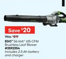Lowe's 56-Volt✦ 615-CFM Brushless Leaf Blower offer