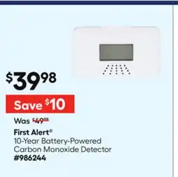 Lowe's 10-Year Battery-Powered Carbon Monoxide Detector offer