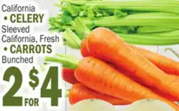 C Town CALIFORNIA CELERY SLEEVED CALIFORNIA, FRESH CARROTS BUNCHED offer
