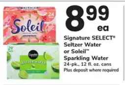 ACME Signature SELECT Seltzer Water or Soleil Sparkling Water offer