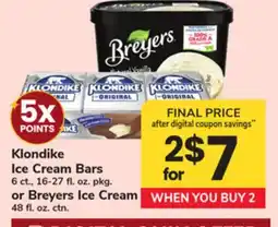 ACME Klondike Ice Cream Bars 6 ct., 16-27 fl. oz. pkg. or Breyers Ice Cream 48 fl. oz. ctn offer