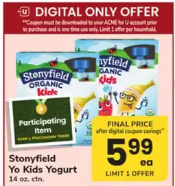ACME Stonyfield Yo Kids Yogurt offer