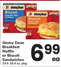 ACME Jimmy Dean Breakfast Muffin or Biscuit Sandwiches offer