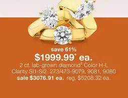 JC Penney 2 ct. lab-grown diamond‡ offer