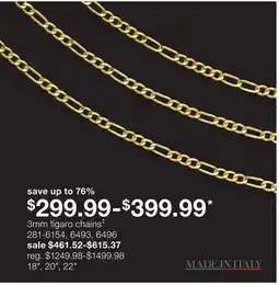 JC Penney 3mm figaro chains offer
