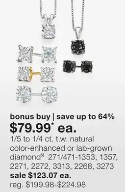 JC Penney 1/5 to 1/4 ct. t.w. natural color-enhanced or lab-grown diamond§ offer