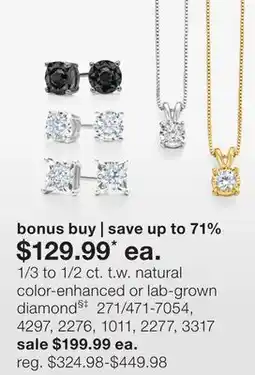 JC Penney 1/3 to 1/2 ct. t.w. natural color-enhanced or lab-grown diamond§‡ offer