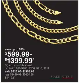 JC Penney Figaro or curb bracelet or chain‡ offer