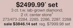 JC Penney 3 ct. t.w. lab-grown diamond 2 ct. center stone◊ offer