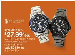 JC Penney U.S Polo Association men's silver-tone & black IP offer