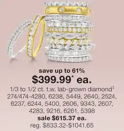 JC Penney 1/3 to 1/2 ct. t.w. lab-grown diamond‡ offer