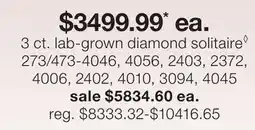 JC Penney 3 ct. lab-grown diamond solitaire◊ offer