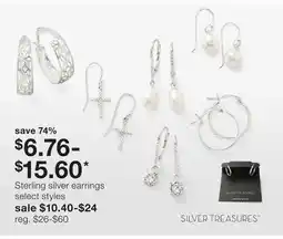JC Penney Sterling silver earrings offer