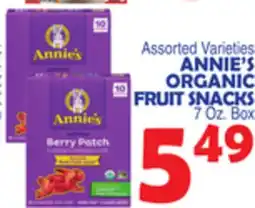 Bravo Supermarkets ANNIE'S ORGANIC FRUIT SNACKS offer